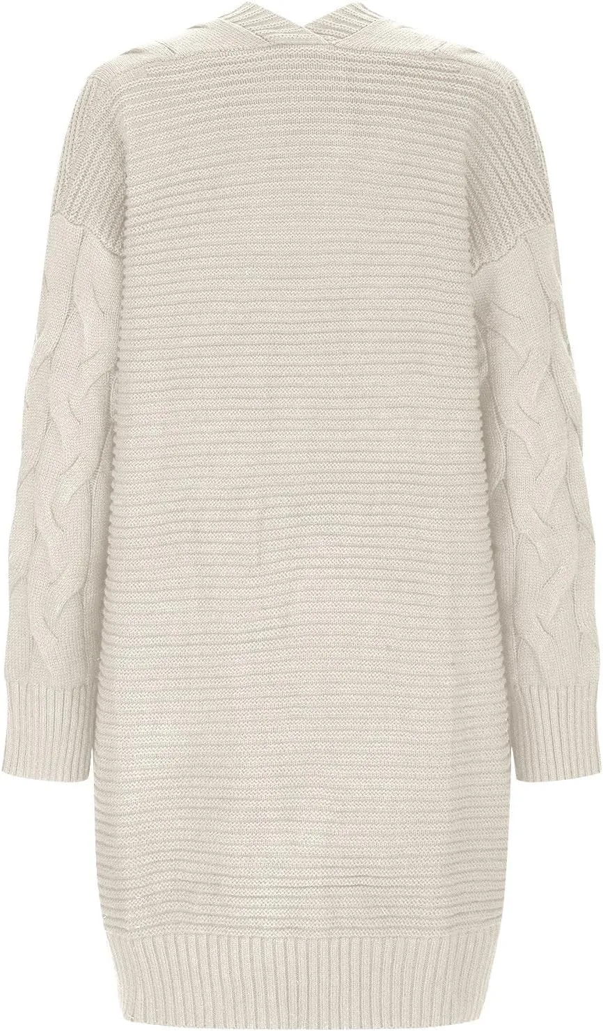XUNRYAN Womens Sweaters Cardigan Open Front Chunky Knit Sweater Jackets Winter Coat Casual Cable Shawl Wraps Overcoat Outwear