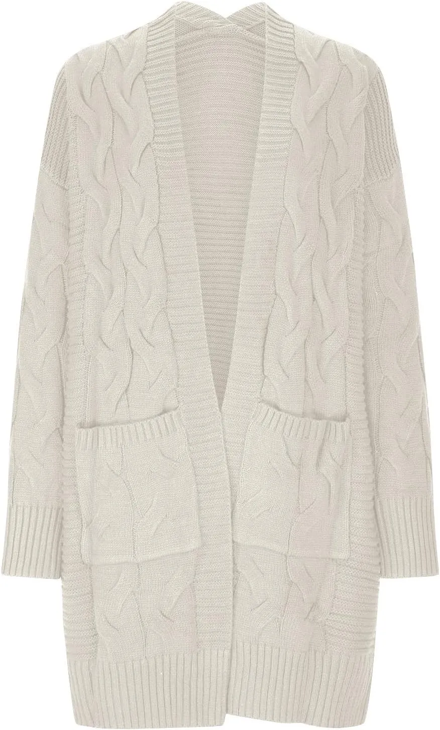 XUNRYAN Womens Sweaters Cardigan Open Front Chunky Knit Sweater Jackets Winter Coat Casual Cable Shawl Wraps Overcoat Outwear