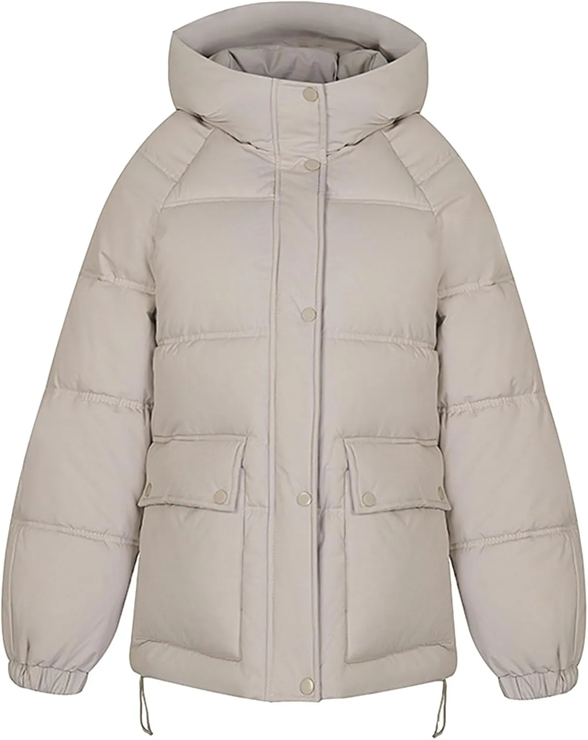 XUNRYAN Womens Winter Warm Down Coat Hooded Puffer Jackets Baggy Lightweight Jackets Casual Button Overcoat Activewear