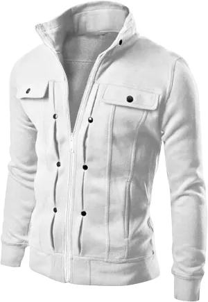 Ymosrh Jackets for Men Fashion Casual Loose Stand Collar Button Decorated Sweatshirt Jacket Mens Winter Jackets