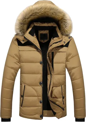 Ymosrh Mens Jackets Winter Men Outdoor Warm Thick Jacket Hooded Coat with Zipper Pocket Fashion Jackets