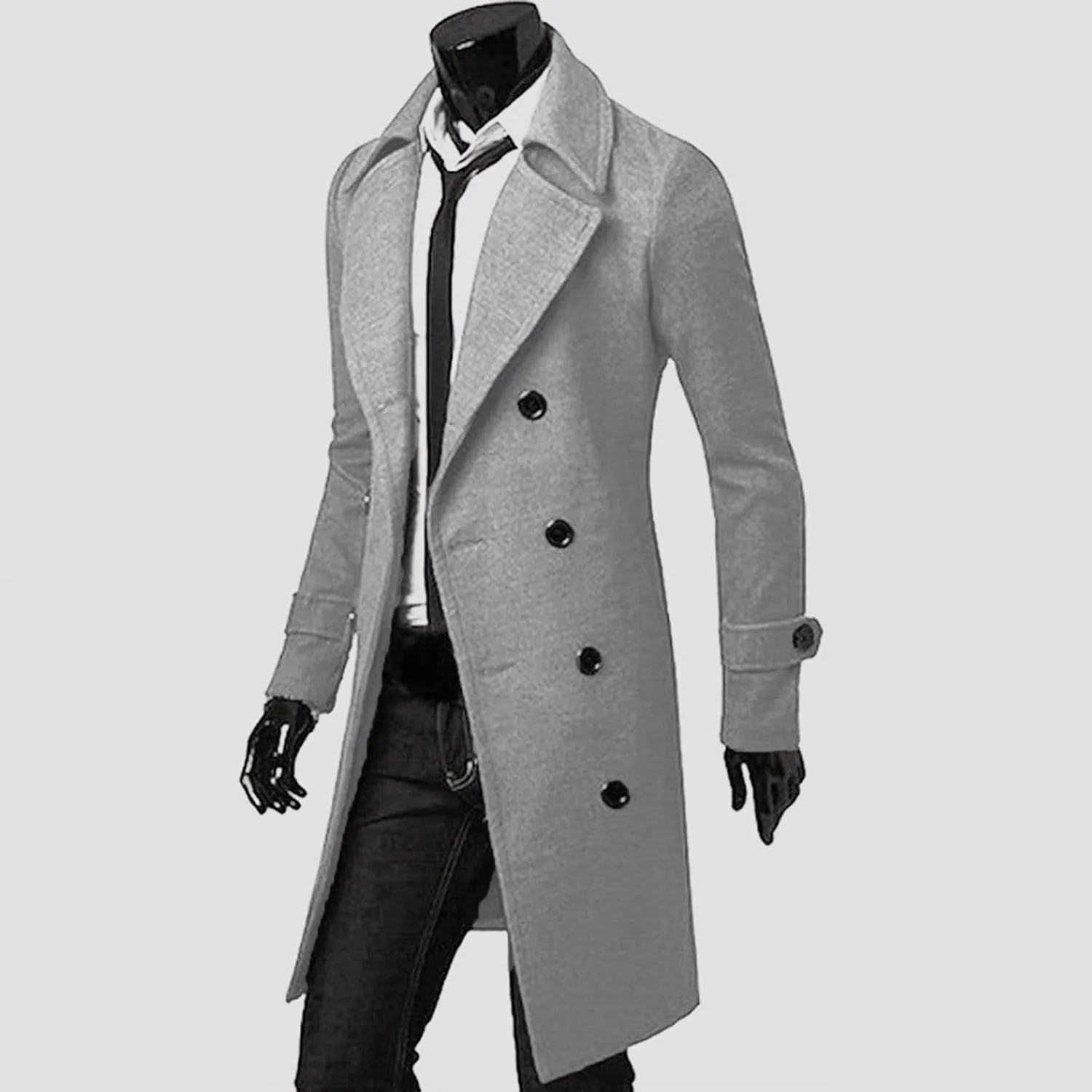 Ymosrh Mens Jackets Winter Men Slim Stylish Trench Coat Double Breasted Long Jacket Coat Jackets