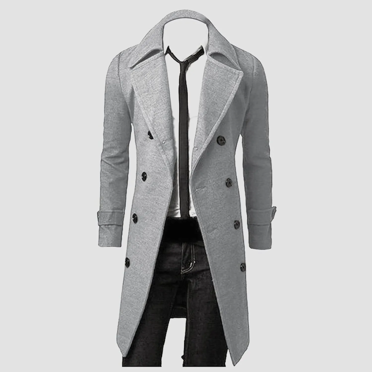 Ymosrh Mens Jackets Winter Men Slim Stylish Trench Coat Double Breasted Long Jacket Coat Jackets