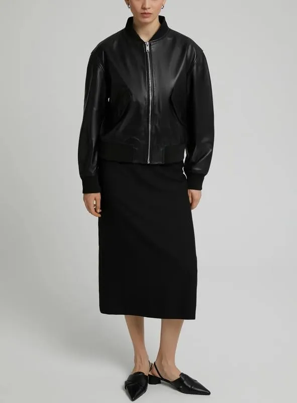Yolo Jackets Real Lambskin Zip Up Casual Outerwear Moto Biker Jackets Coat with Pockets - Womens Bomber Jacket