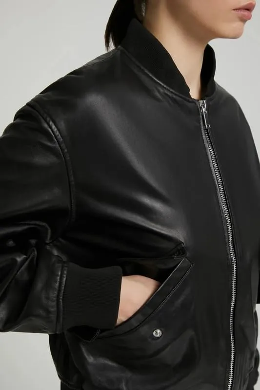 Yolo Jackets Real Lambskin Zip Up Casual Outerwear Moto Biker Jackets Coat with Pockets - Womens Bomber Jacket