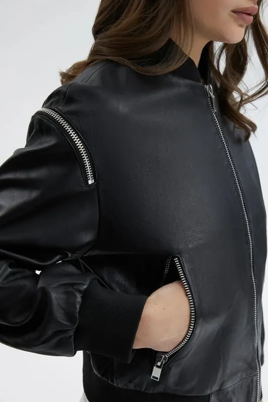 Yolo Jackets Real Lambskin Zip Up Casual Outerwear Moto Biker Jackets Coat with Pockets - Womens Bomber Jacket