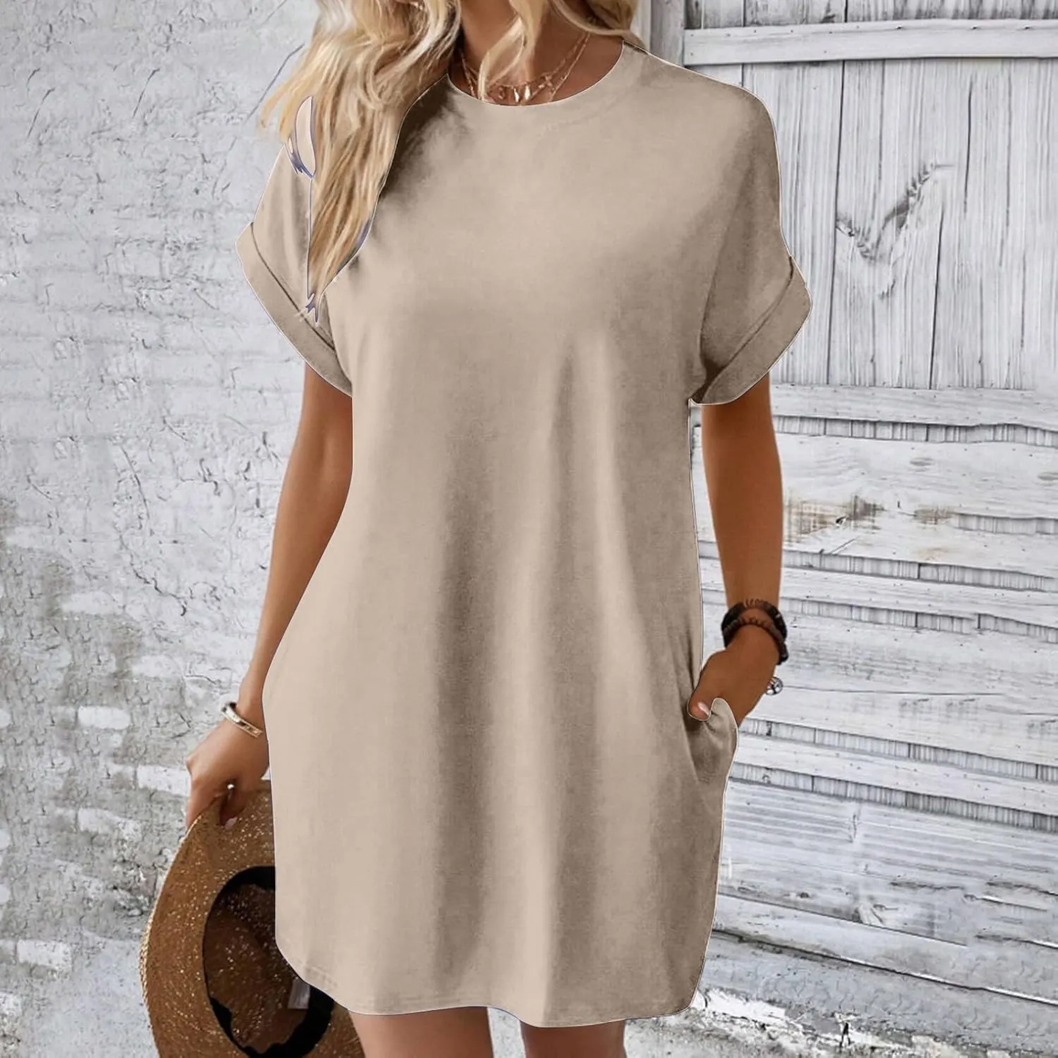 ZYXTIM Women's Casual Summer Short Sleeve T Shirts Dress Cotton Soft Comfy Lounge Nightgown Loose Basic Dresses with Pockets